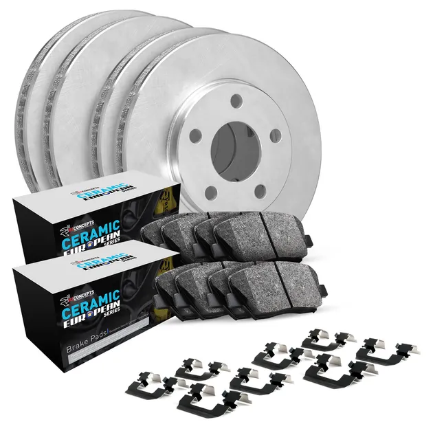 R1 Concepts WDTH2-11142 Brake Rotors - Carbon Coated W/ Euro Ceramic Pads & Hdw